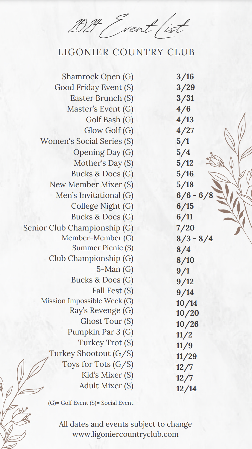 Events Ligonier Country Club