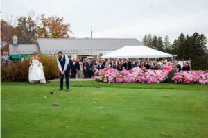 Chelsy Nick Wedding 2025 first tee shot